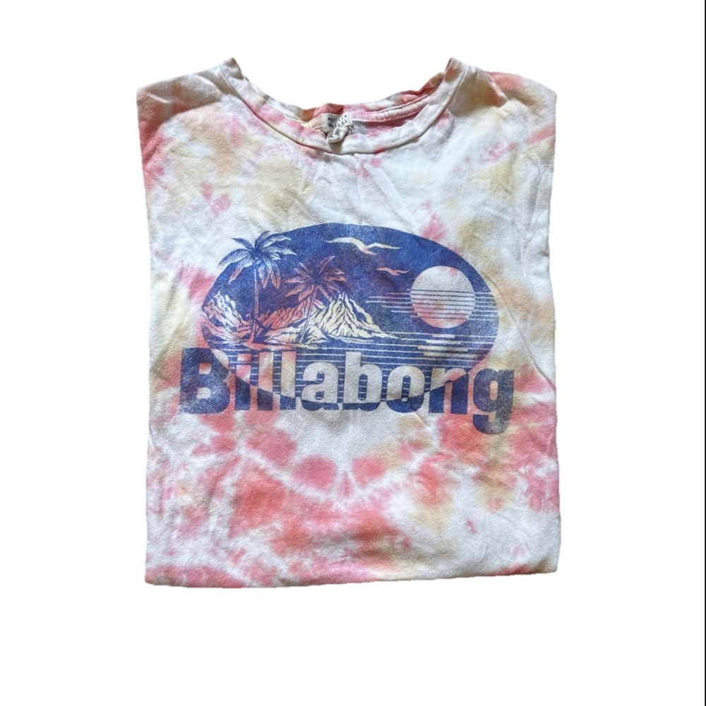 Billabong Tie-Dye Beach Graphic Tee - Pink, Blue & White